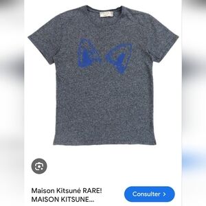 MAISON KITSUNE Charcoal Tee with Blue Design Sz L